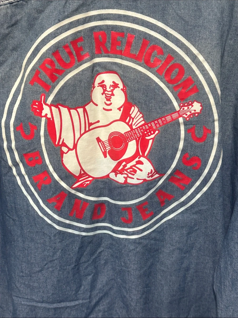 True Religion Men's Denim Western Shirt in Faded Blue